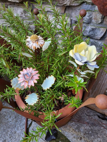 Vintage Topfstecker 3er-Blütenset Doris, pastell