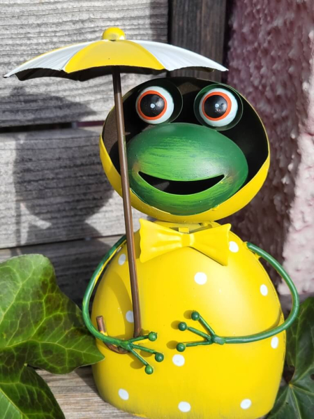 Metall Zaunhocker Frosch, Regenschirm links
