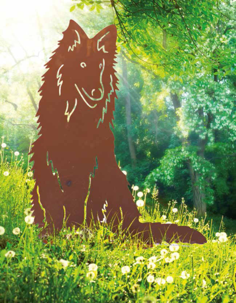 Edelrost Gartenfigur Hund Lassie