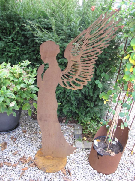 Edelrost Engel Santine mit Doppelflügeln 140 cm - 200 cm