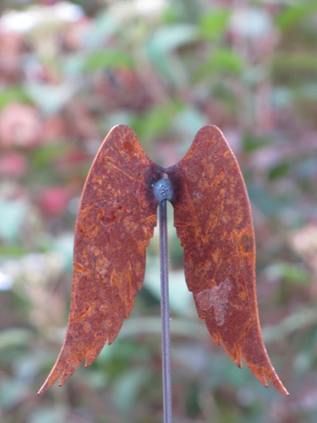 Edelrost Gartenstecker kleine Engelsflügel