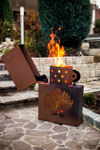 Edelrost Feuerkorb Kartenspiel Feuerzeug