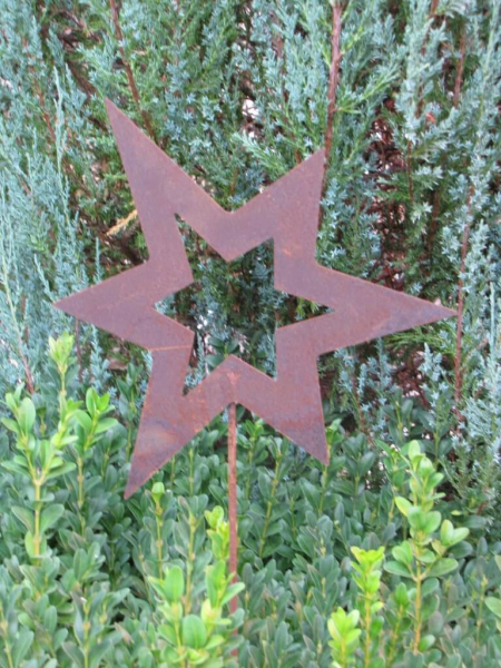 Edelrost Gartenstecker Stern asymmetrisch offen, groß