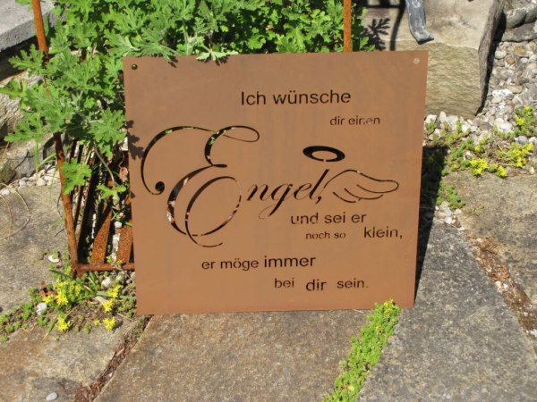 Edelrost Gedichttafel 'Engel'
