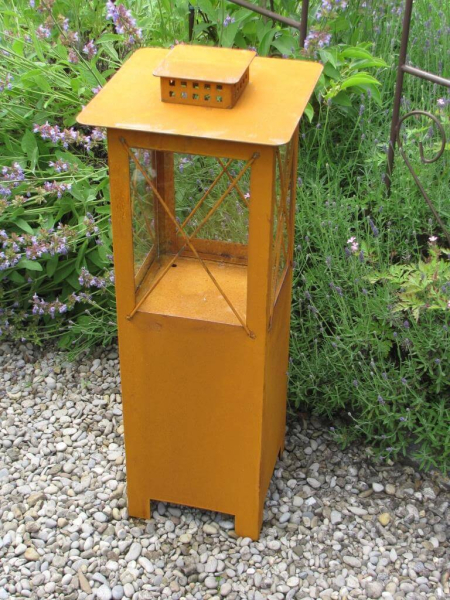 Edelrost Laterne hoch mit Glas, 80 cm