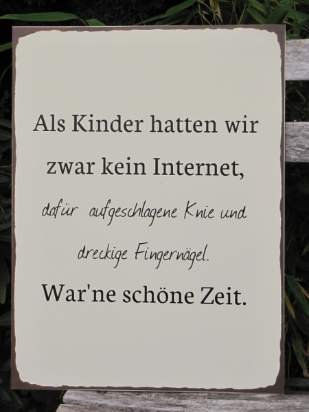 Shabby Chic Metallspruchschild 'Kinder - Internet'