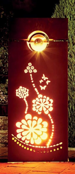 Edelrost Dekosäule Rhombus 3 Blumen, inkl. Schale