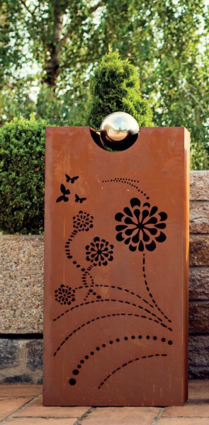 3er Set Edelrost Dekosäule Rhombus , ohne Schale