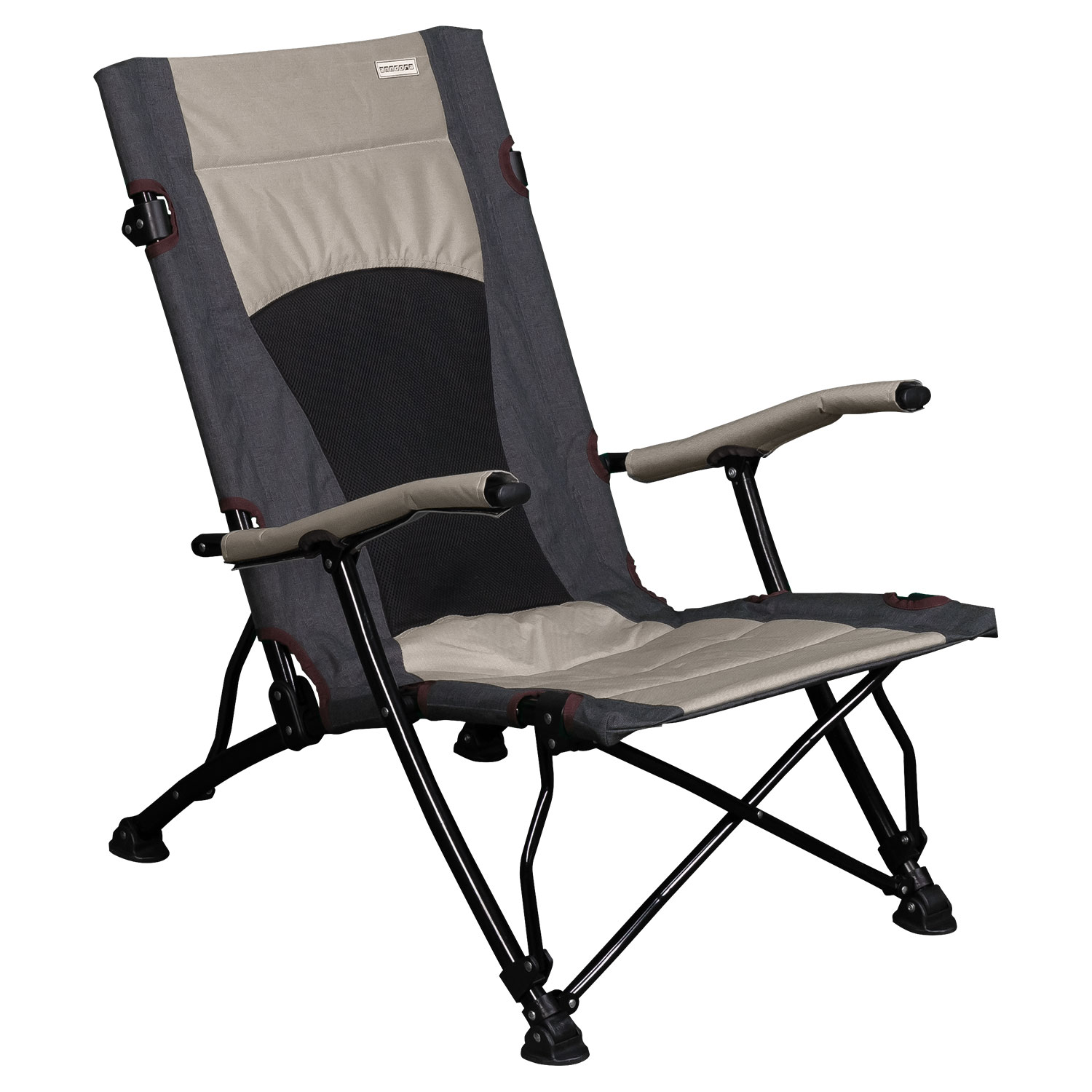 Campingstuhl Strandstuhl mit tiefer Sitzhöhe beige grau bis 150 kg - Sitzhöhe 32 cm - Tragetasche