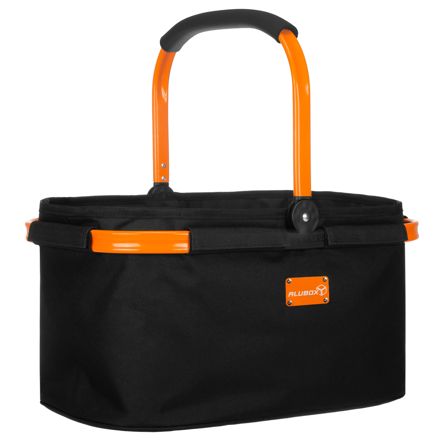 ALUBOX Einkaufskorb schwarz Henkel orange