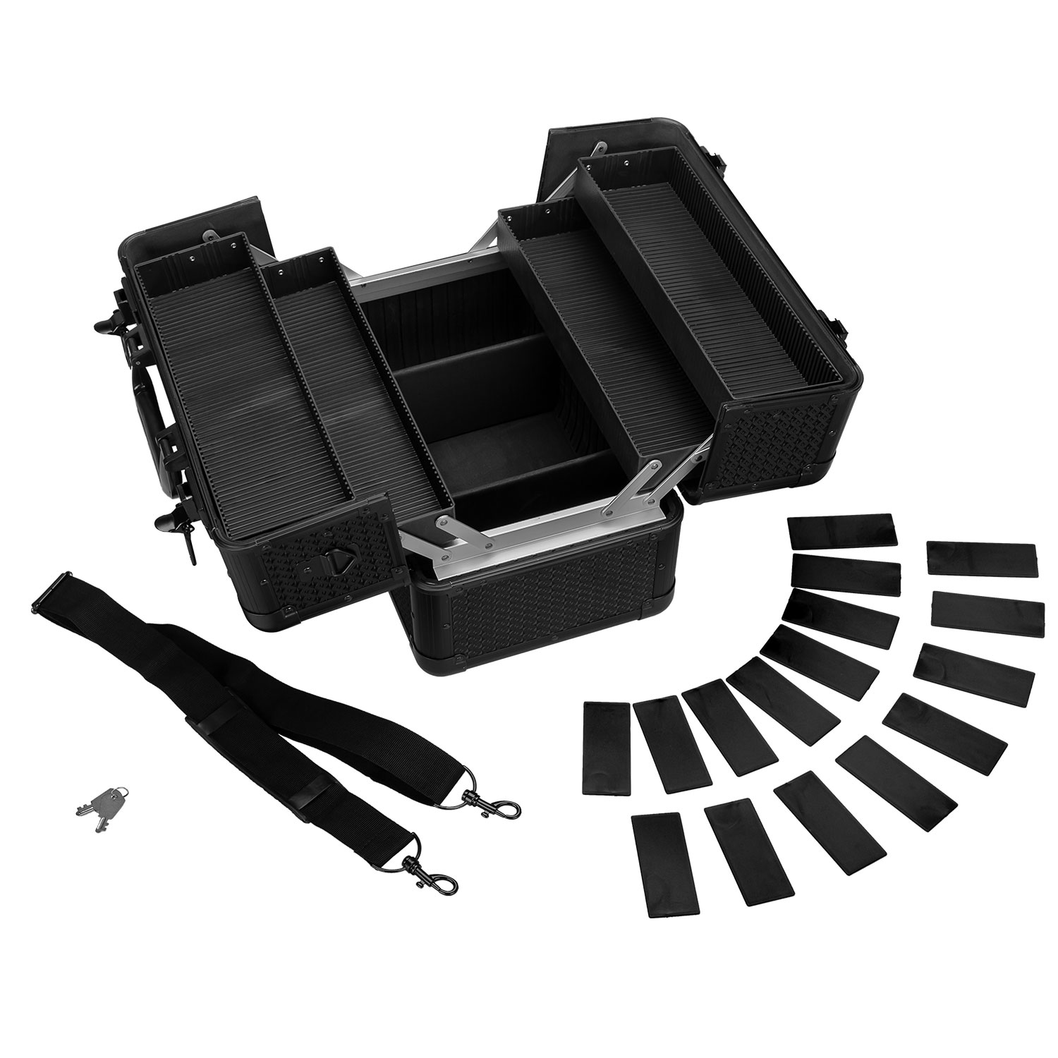 anndora Kosmetikkoffer black vintage Prägung37 x 23 x 26 cm robustes beauty Case Schminkkoffer -