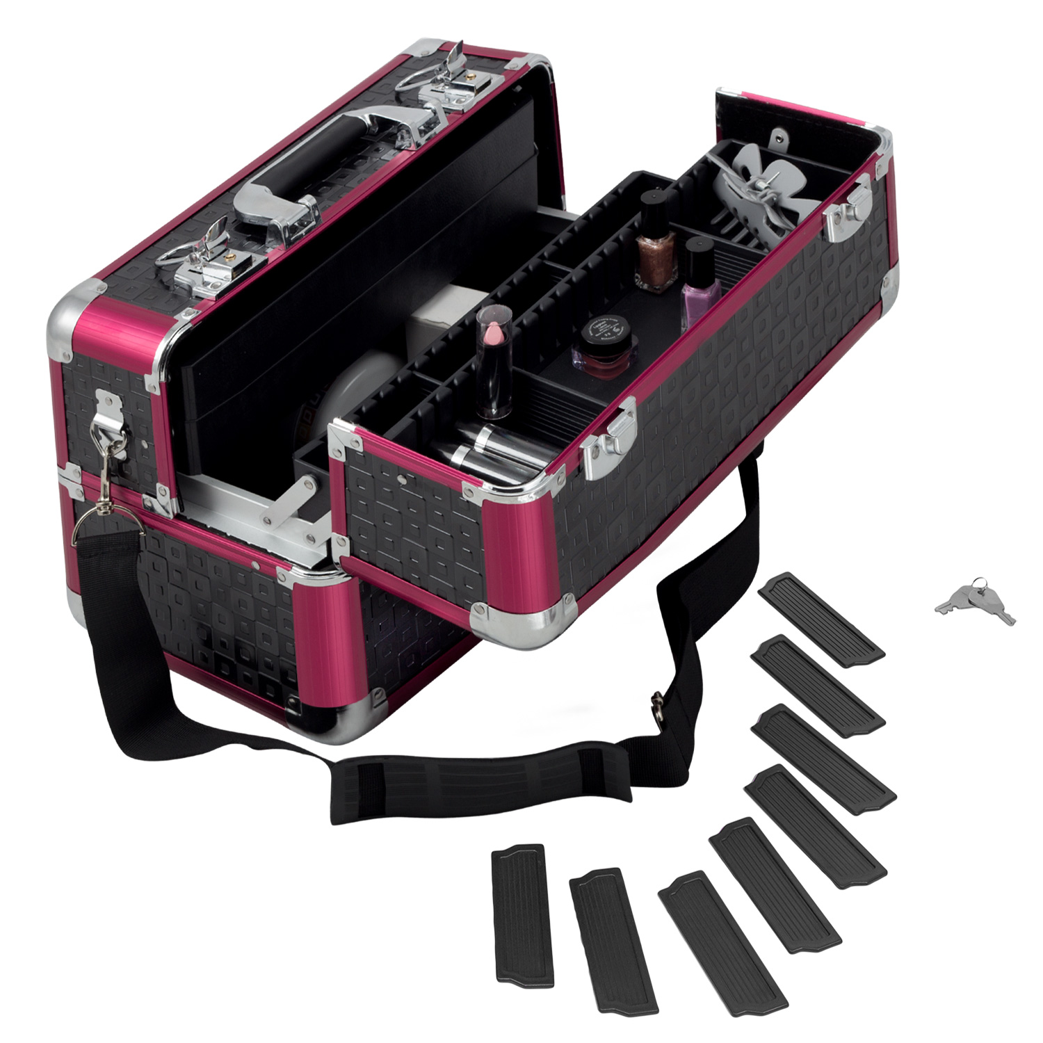 anndora Kosmetikkoffer Beauty Case schwarz rot √ Ziehharmonikakoffer √ Schminkkoffer √ Bastelkoffer Nähkiste