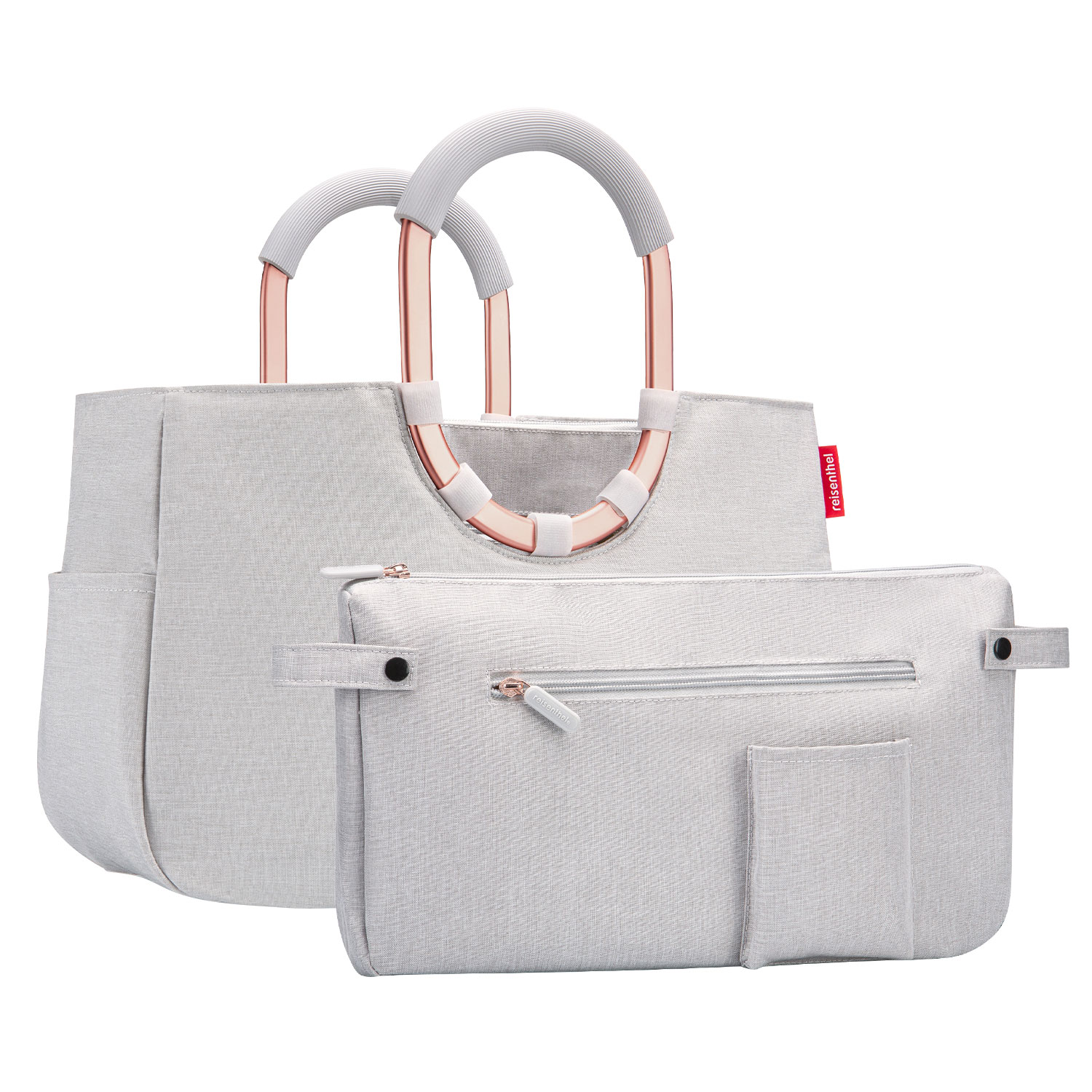 Handtasche, Einkaufstasche 25 Liter grau mit Innentasche - loopshopper M frame twist sky rose
