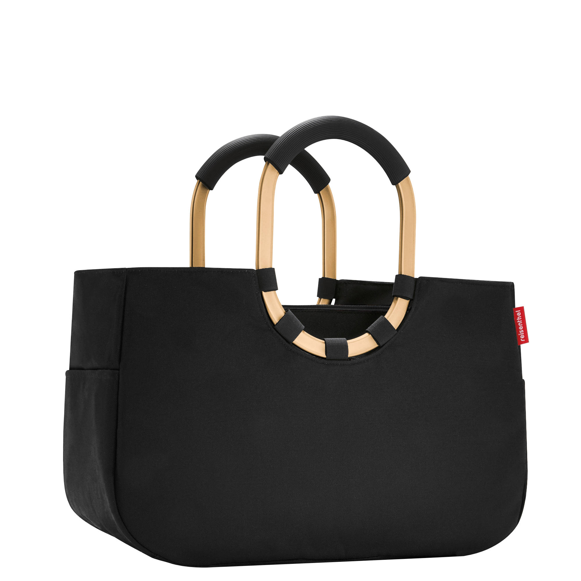 loopshopper Handtasche M mit Innentasche schwarz mit gold