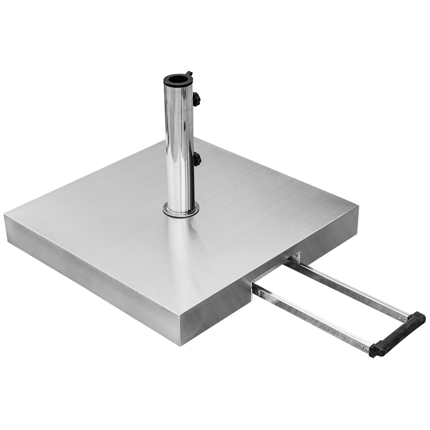 Sonnenschirmständer anndora 55kg rollbarquadratisch mit Handgriff max. 48mm Stamm + Edelstahlhaube + Adapter Ringe