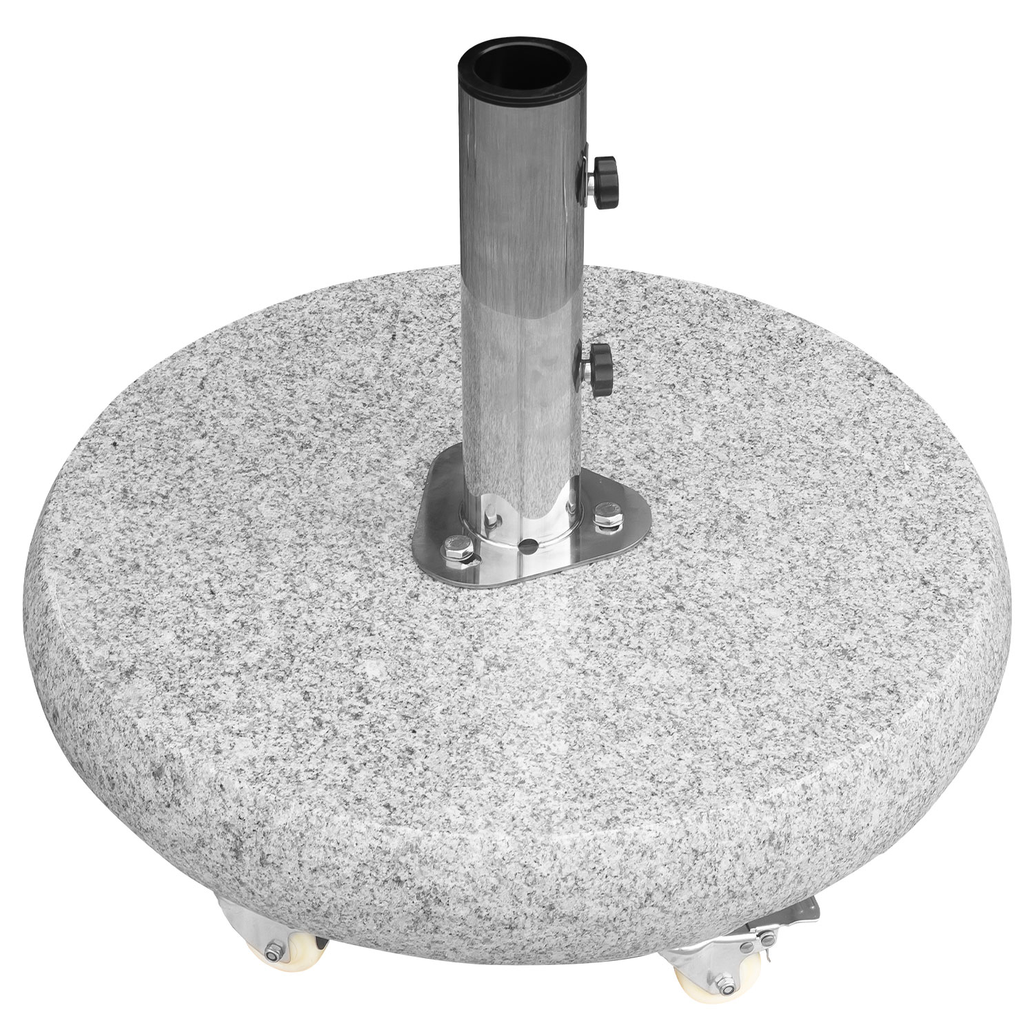 anndora® Sonnenschirmständer rund 70 kg hellgrau poliert 360 Grad Rollen + Flanschrohr - Aufbau dabei mit Video