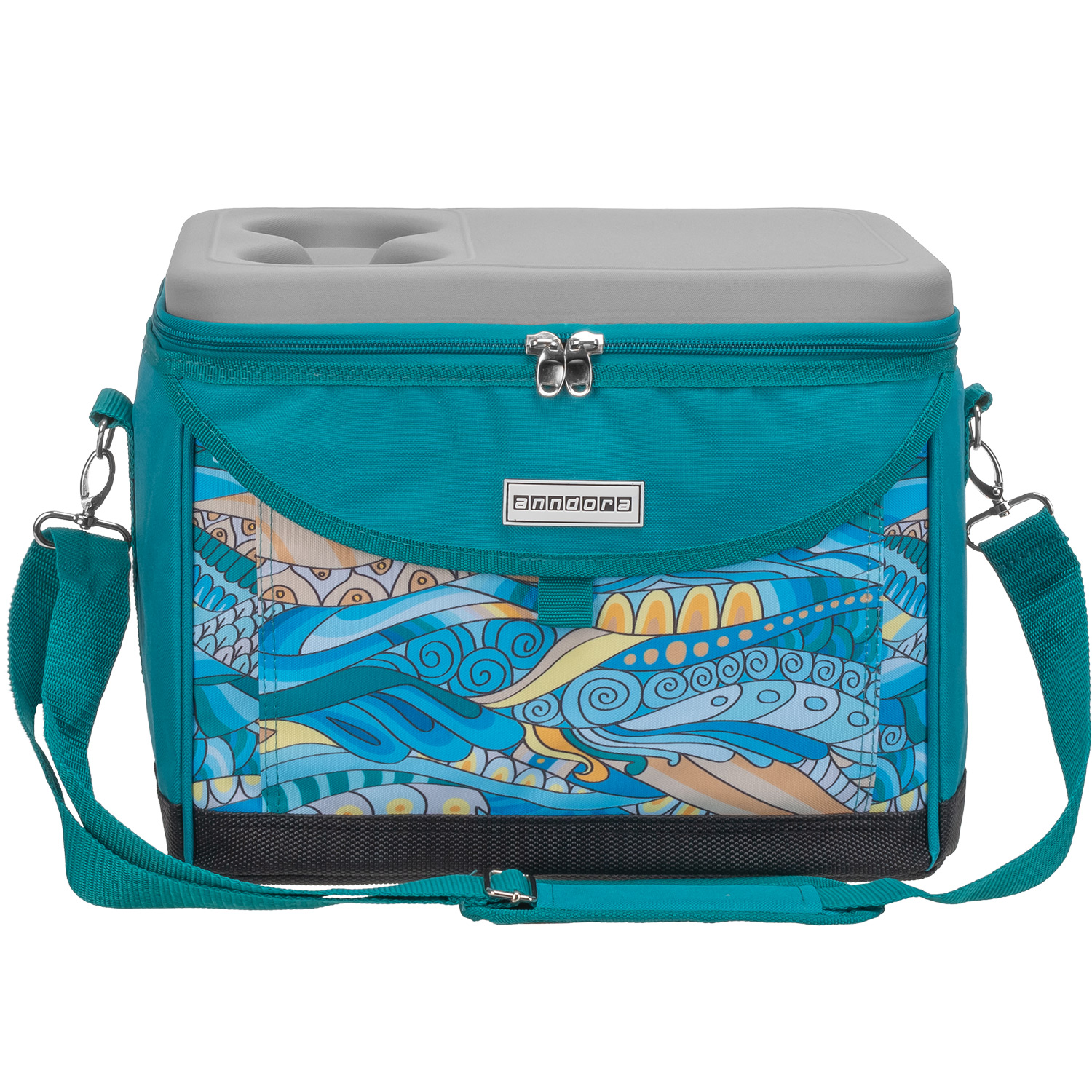 anndora Kühltasche 22 Liter - Farbe Oceanblau grün Paisly Muster - Isoliertasche 