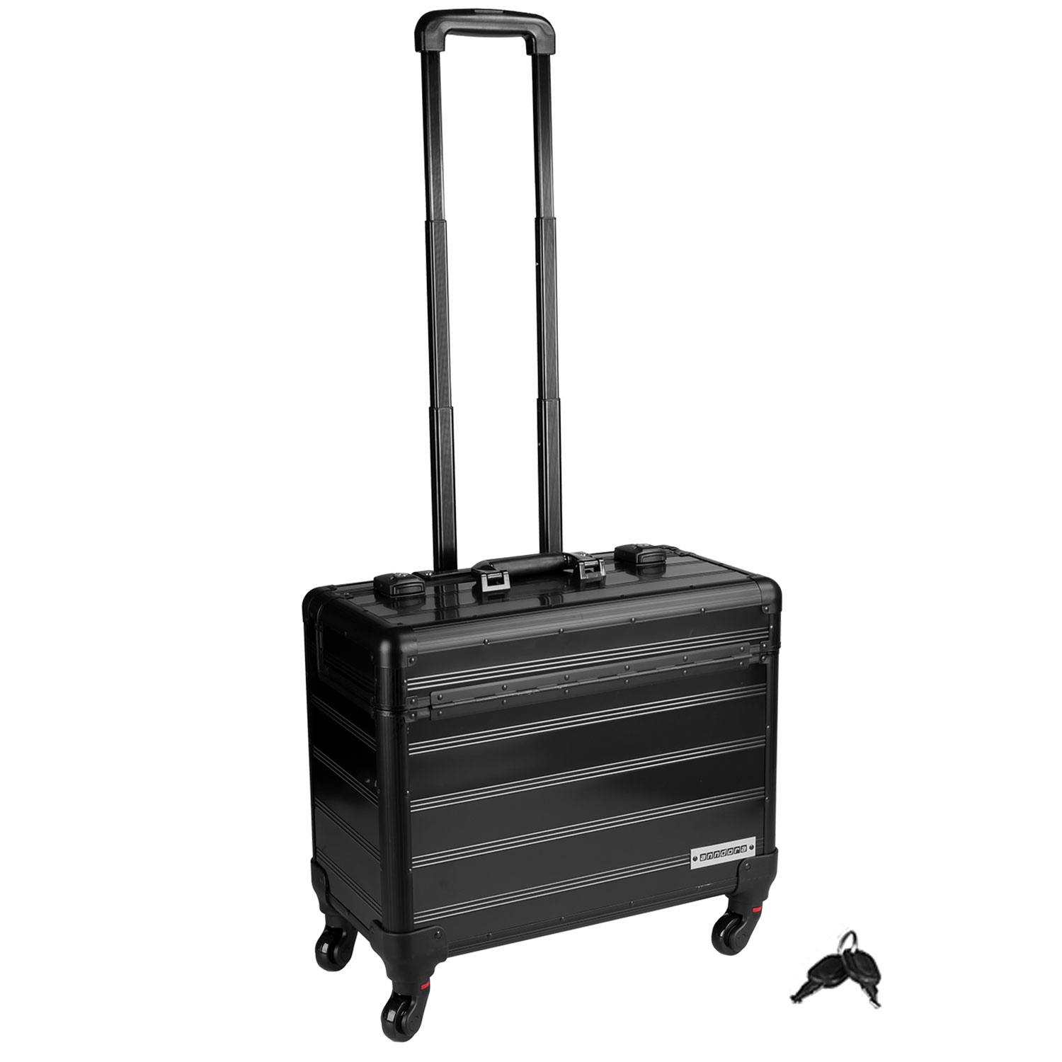 anndora Business TSA Trolley Pilotenkoffer ✔ Schwarz mit 4 Rollen abnehmbar ✔ leiser Lauf ✔ bequemes schieben