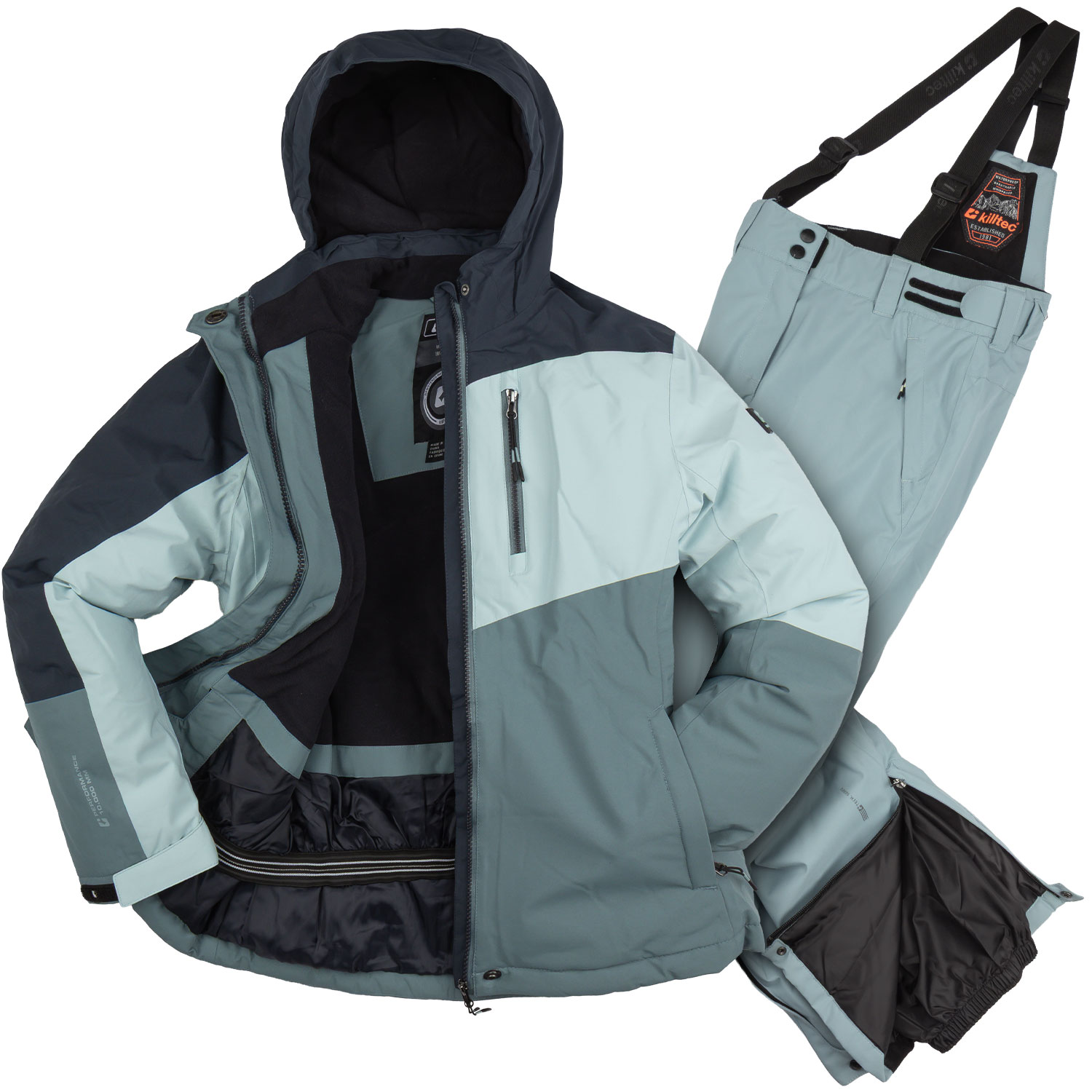 killtec Skianzug Mädchen Blau wasserdicht Wassersäule 10.000 mm Größe 128 Set Skihose Skijacke