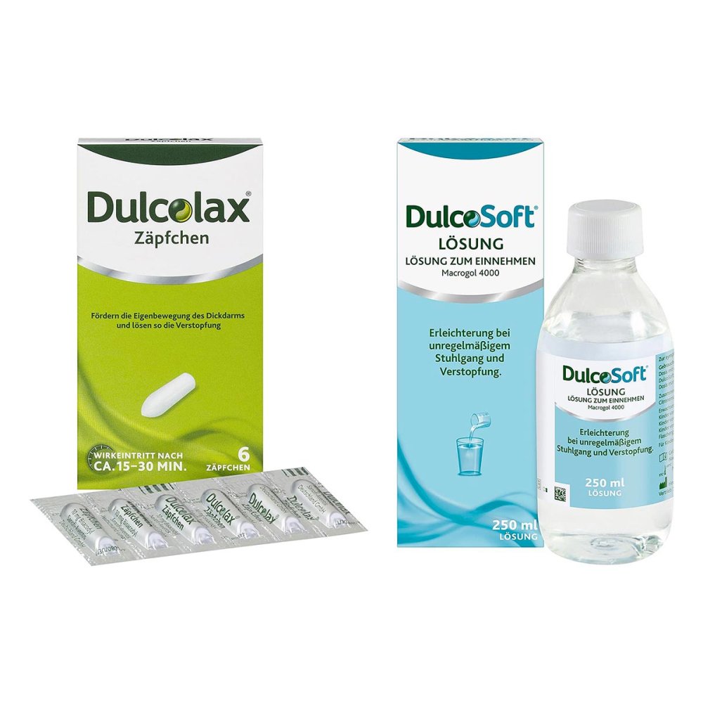Dulcolax Zäpfchen 6stk und Dulcosoft Lösung 250ml