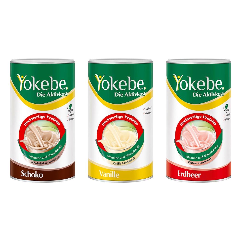 Yokebe Schoko + Vanille + Erdbeer Protein-DiÃ¤tshake-Pulver