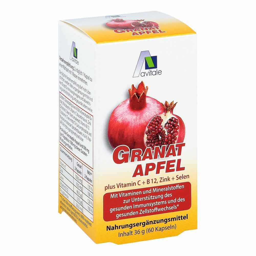 Granatapfel 500 mg plus Vitamine c + B12 + Zink + Selen