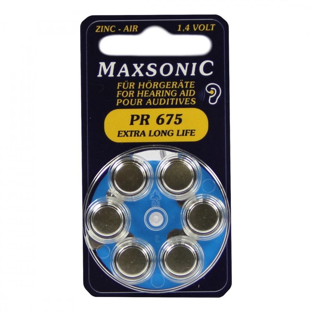 Batterien für Hörgeräte Maxsonic Pr675