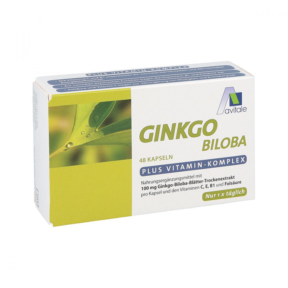 Ginkgo 100 mg + Vitamine C, E, B1 und Folsäure Kapseln