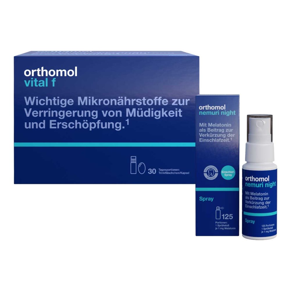 Orthomol Vital f Trinkfläschchen + Orthomol Nemuri night Spray