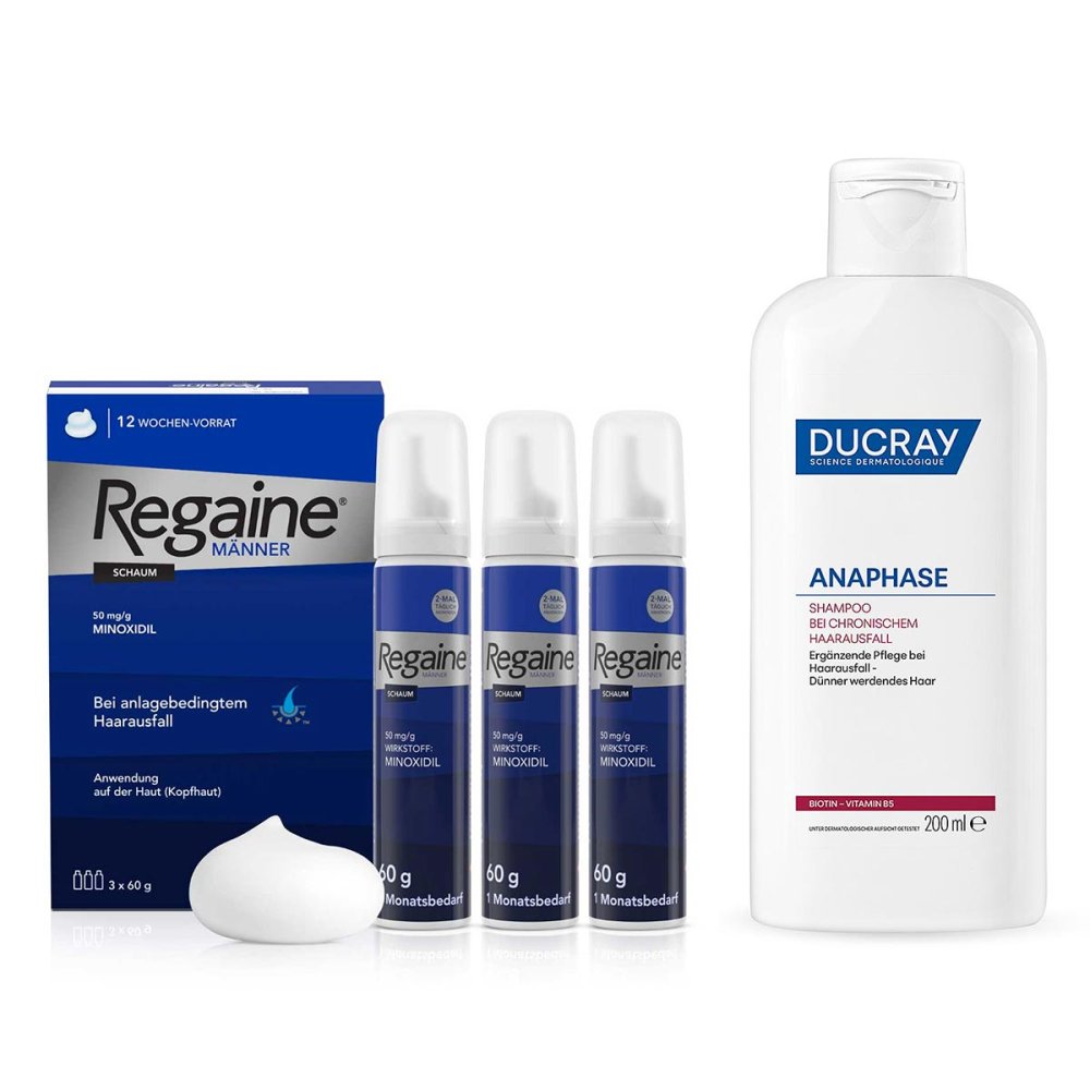 Regaine® Männer Schaum (3x60 ml) + Ducray Anaphase Shampoo