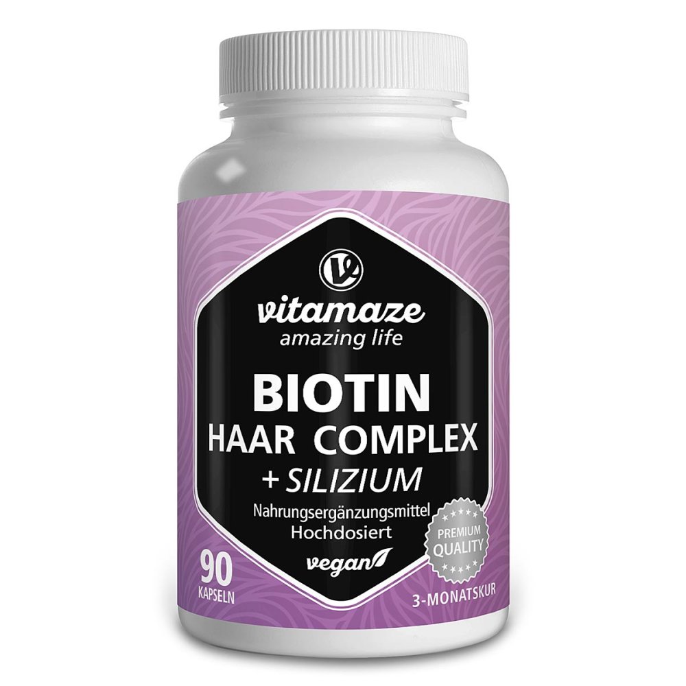 Biotin Haar Vitamine Komplex hochdosiert + Silizium Kapseln