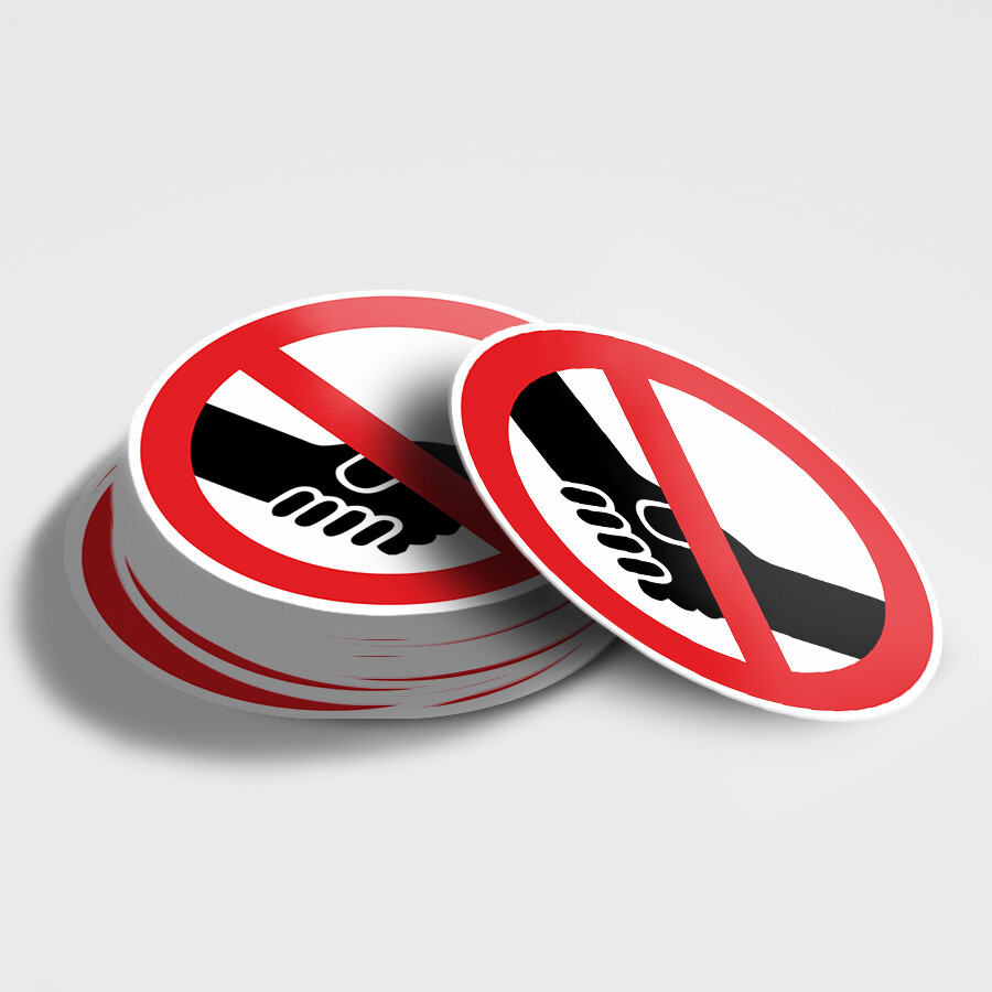 Aufkleber 'bitte keinen Handschlag' Händeschütteln unterlassen Abstand halten