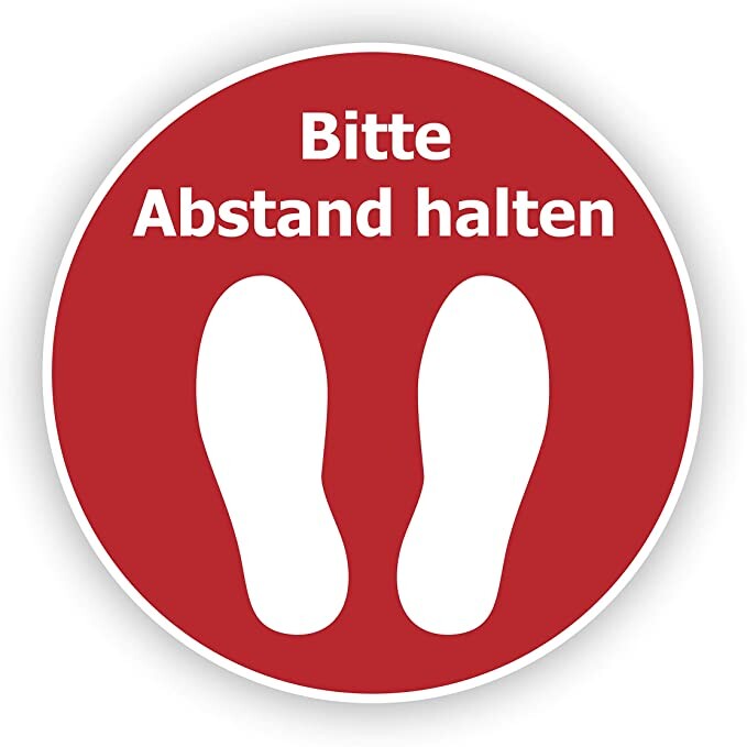 AufkleberDealer.de Bitte Abstand HALTEN Aufkleber RUND Bodenaufkleber Bitte Mindestabstand einhalten 20 cm x 20 cm