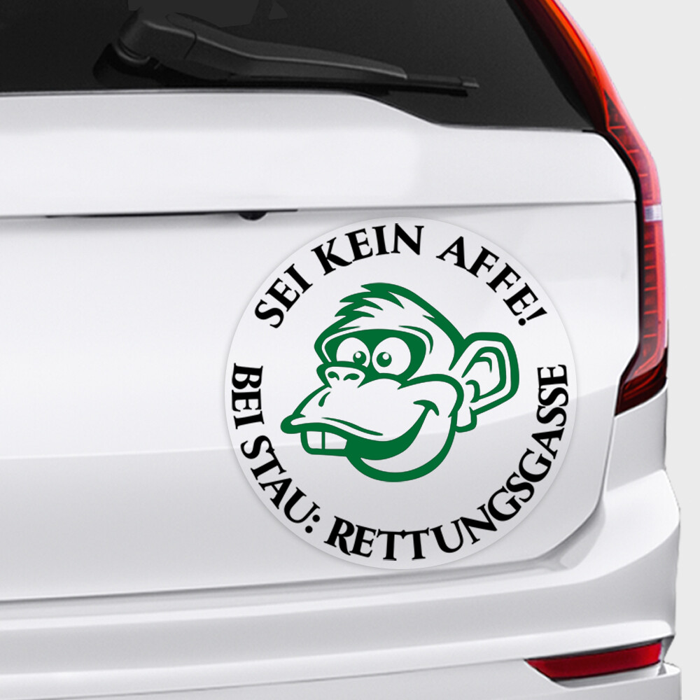 Transparenter Autoaufkleber 'Sei kein Affe - bei Stau Rettungsgasse'