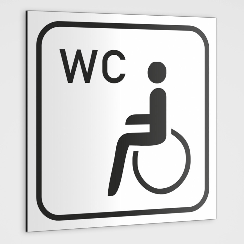 WC Hinweisschild, Behinderten-WC Schild-Aufkleber weiß 12 x 12 cm