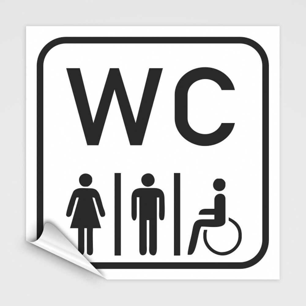 WC Schild- Toilettenaufkleber, weiß Männer, Frauen Behinderten WC