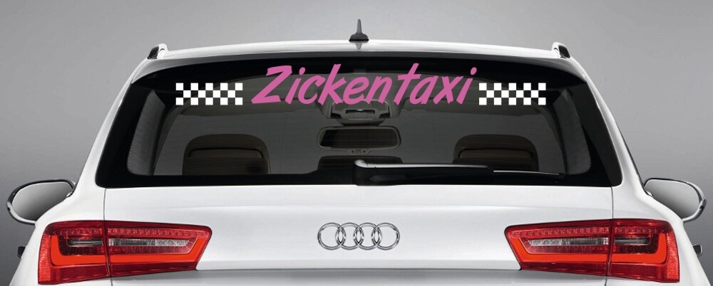 Aufkleber für die Heckscheibe - Zickentaxi - zweifarbig