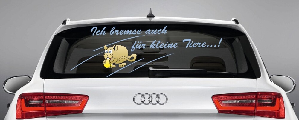 lustiger Aufkleber 'Ich bremse auch für kleine Tiere'