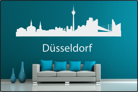 Wandtattoo 'Stadt Skyline Städteskyline Silhouette DÜSSELDORF'