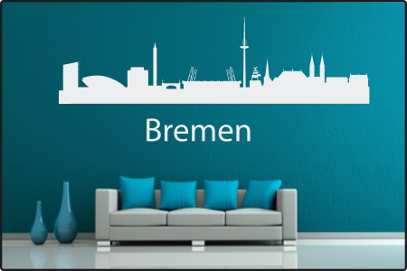 Wandtattoo 'Stadt Skyline Städteskyline Silhouette BREMEN'