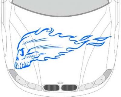 Autoaufkleber für die Motorhaube 'skull flame'