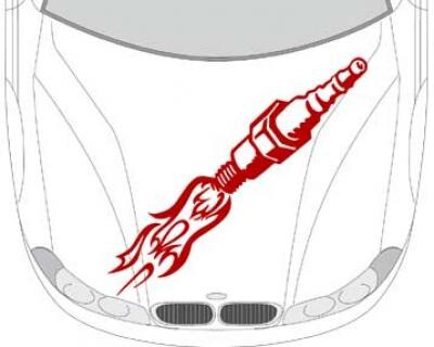 Autoaufkleber für die Motorhaube 'Zündkerzen Aufkleber'