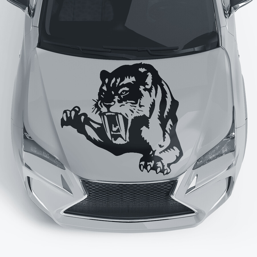 Autoaufkleber für die Motorhaube 'Aufkleber Säbelzahntiger'