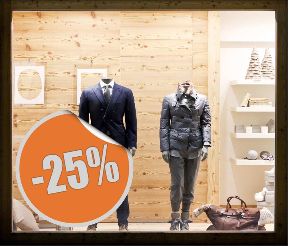 Aufkleber Prozente 25 oder als Adhäsionsfolie erhätlich