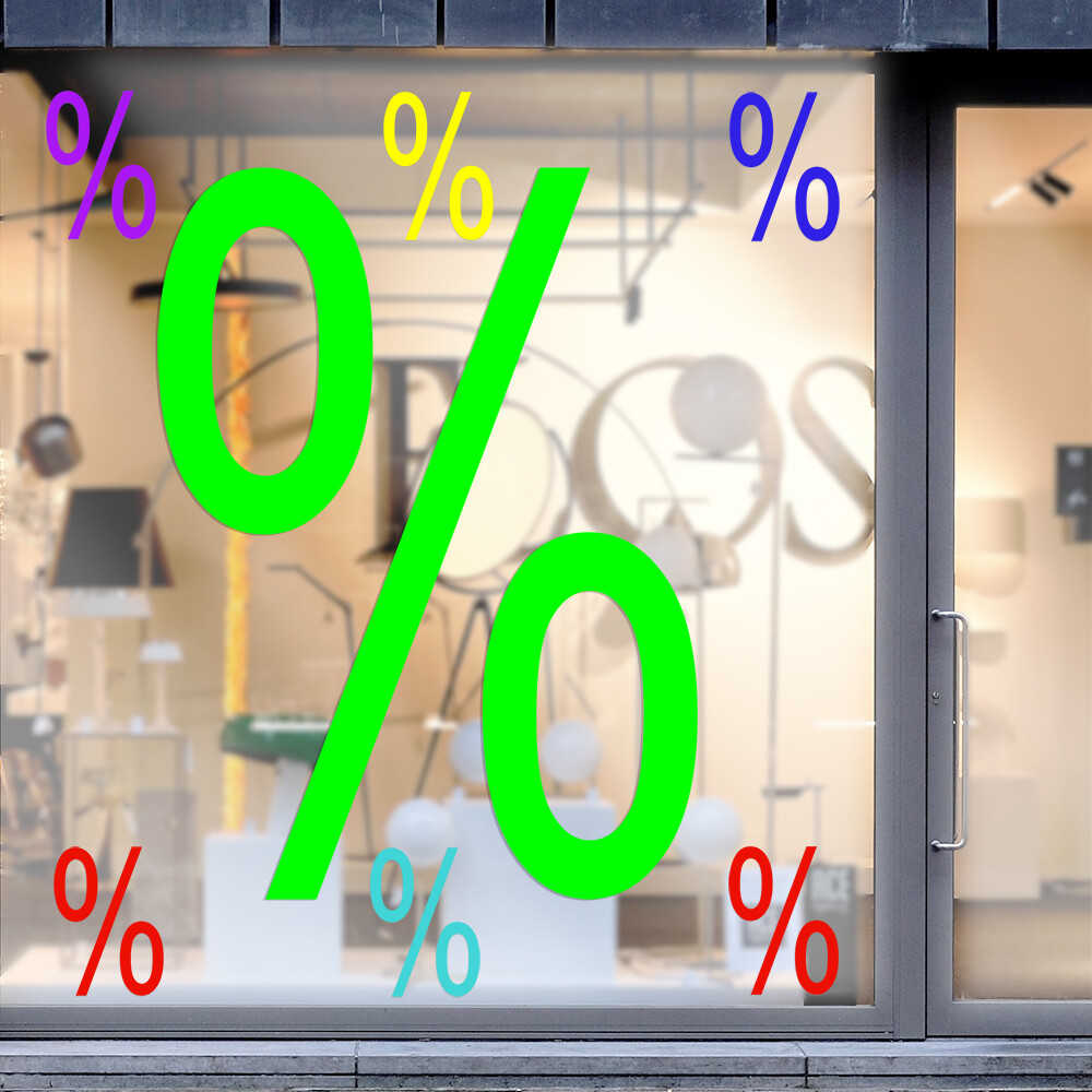 Aufkleber Prozente im Folienschnitt, freistehend