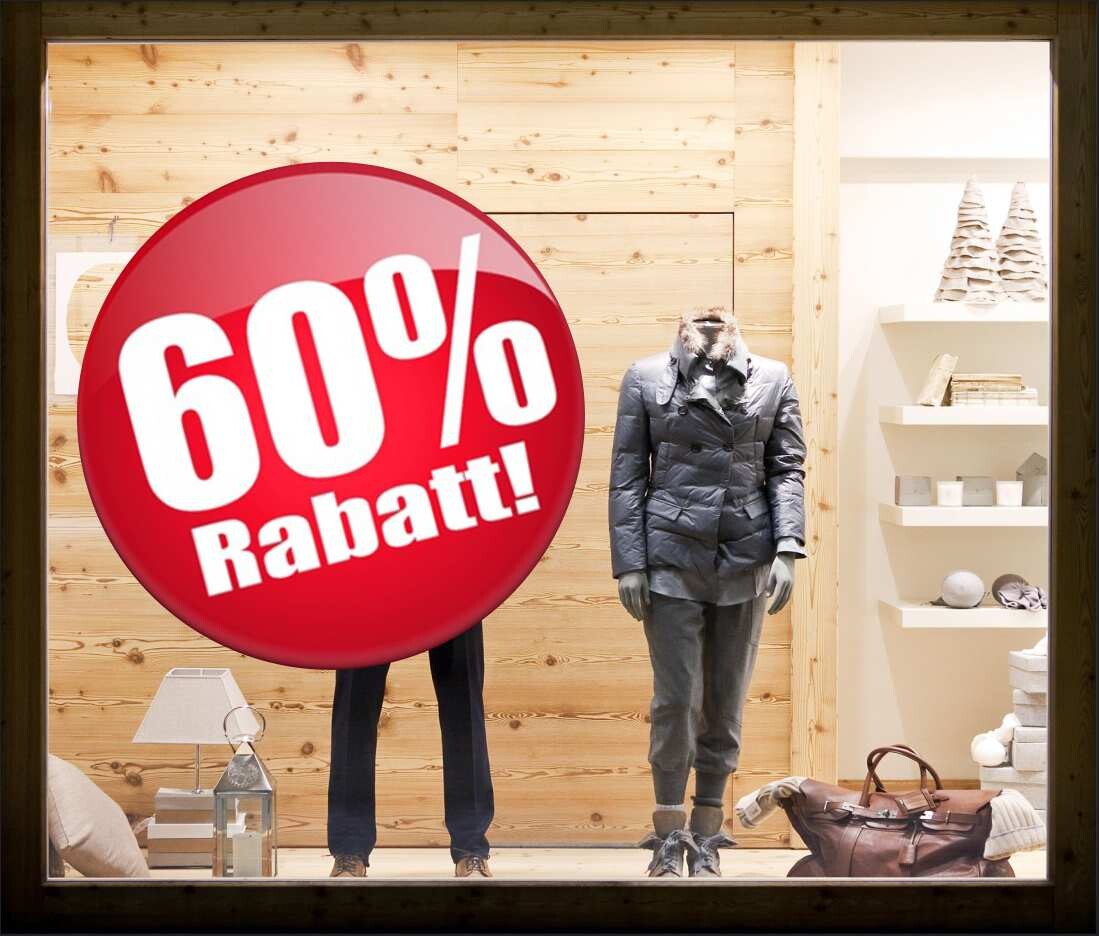 Rabatt Aufkleber 60 Prozent oder auf Adhäsionsfolie