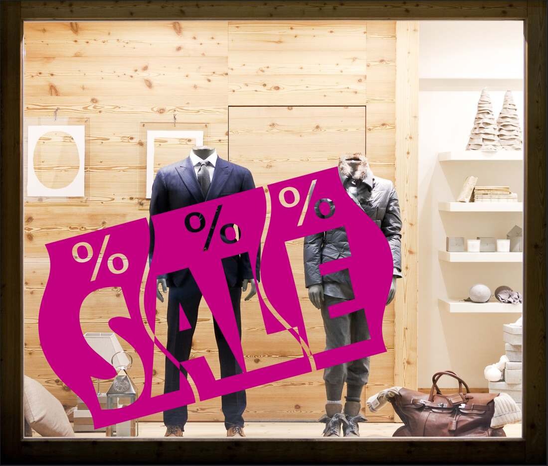 FOR SALE Aufkleber im Folienschnitt, freistehend