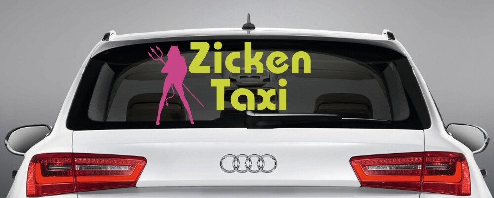 Aufkleber Auto-Sticker 'Zickentaxi' zweifarbig für Heckscheiben