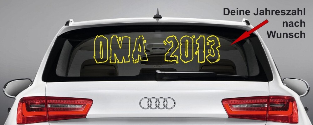 Aufkleber, Heckscheibenaufkleber 'OMA 20__' (Wunschjahr)