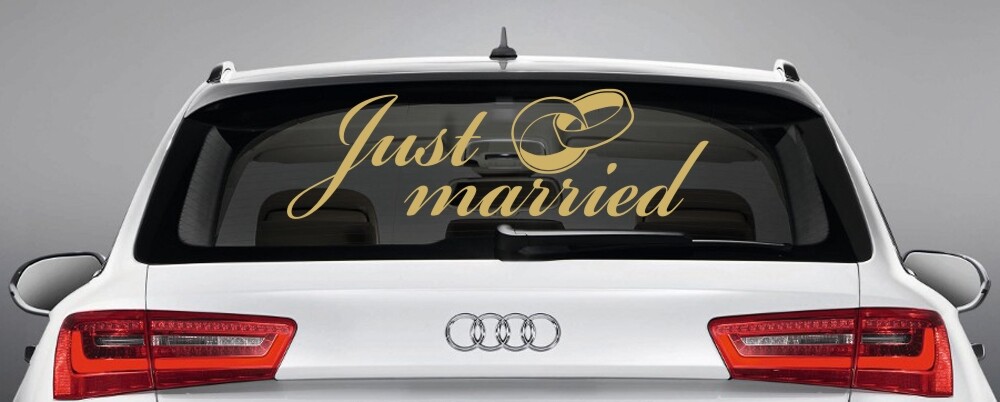 Aufkleber, Autoaufkleber 'just married' (frisch verheiratet)